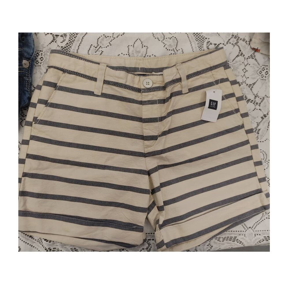 Gap Kids Girls Chino Shorts Horizontal Striped Sz 12 NWT